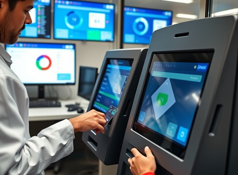 Self-service terminal fitted with anti-skimming protection